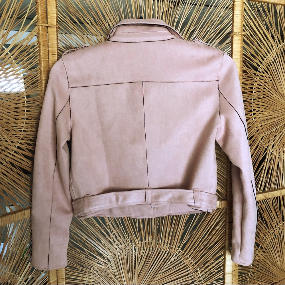 Please Stop Suede Dusty Rose Moto Jacket Honeybum - Picture 6 of 8